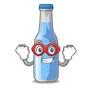 Süper kahraman soda su şişesi karikatür tablo vektör çizim yakınındaki