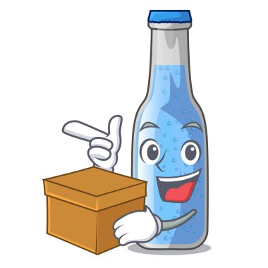 Kutu soda su şişesi ile karikatür tablo vektör çizim yakınındaki