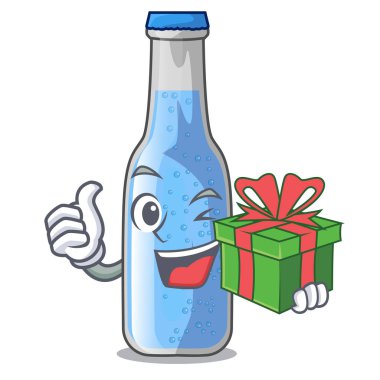 Hediye bardak soda su üzerinde karakter vektör çizim ile