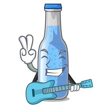 Gitar bardak soda su üzerinde karakter vektör çizim ile