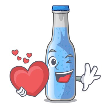 Kalp bardak soda su üzerinde karakter vektör çizim ile