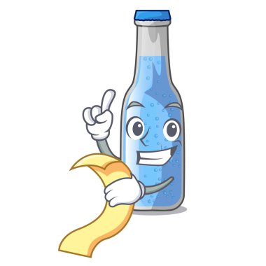 Menü bardak soda su üzerinde karakter vektör çizim ile