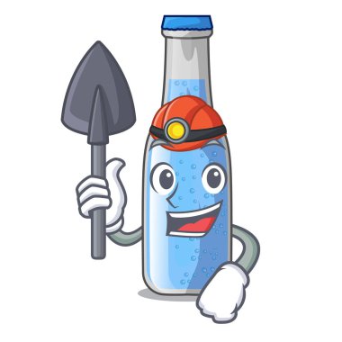 Madenci bardak soda su üzerinde karakter vektör çizim