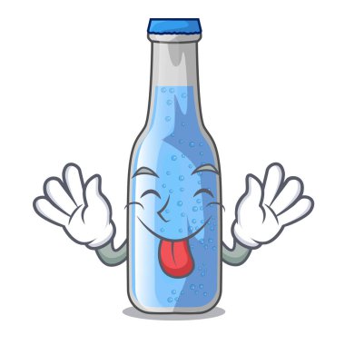 Dışarı şişe maden suyu maskot vektör illüstrasyon izole dil