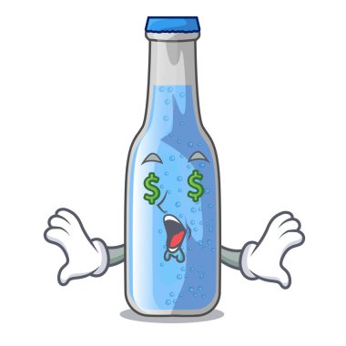 Para göz şişe maden suyu maskot vektör illüstrasyon izole