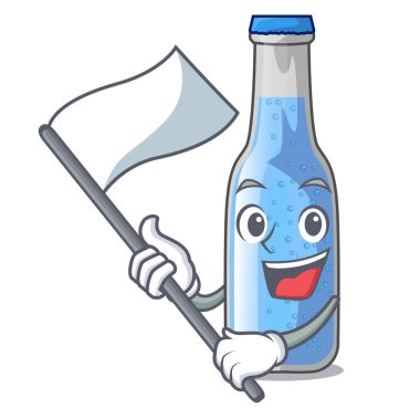 Bayrak şişe soda maskot vektör illüstrasyon izole su ile