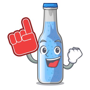 Köpük parmak şişe maden suyu maskot vektör illüstrasyon izole