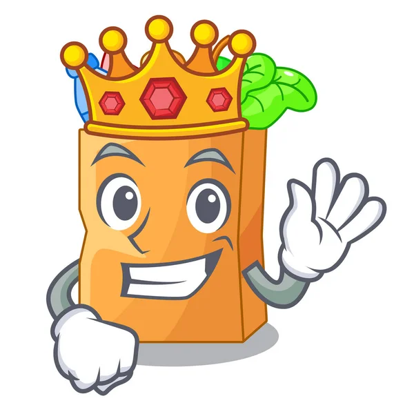 Kral gıda torbası folyo veya kağıt karikatür vektör çizim