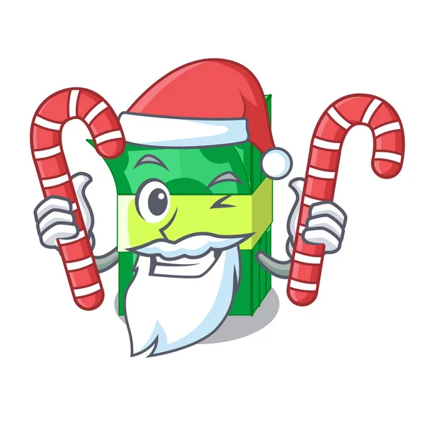 Santa Con Dinero Caramelo Conjunto Paquetes Embalaje Ilustración Vector Dibujos — Vector de stock