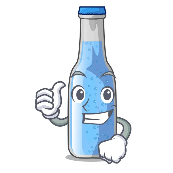 Pouce Bouteille Eau Soda Près Illustration Vectorielle Table Dessin Animé — Image vectorielle