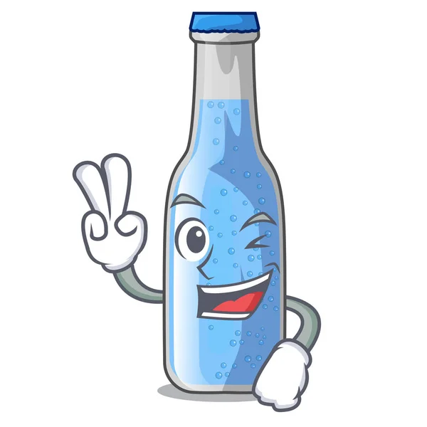 Μπουκάλι Σόδα Νερό Κοντά Καρτούν Εικονογράφηση Φορέα Πίνακα Δύο Δάχτυλα — Διανυσματικό Αρχείο