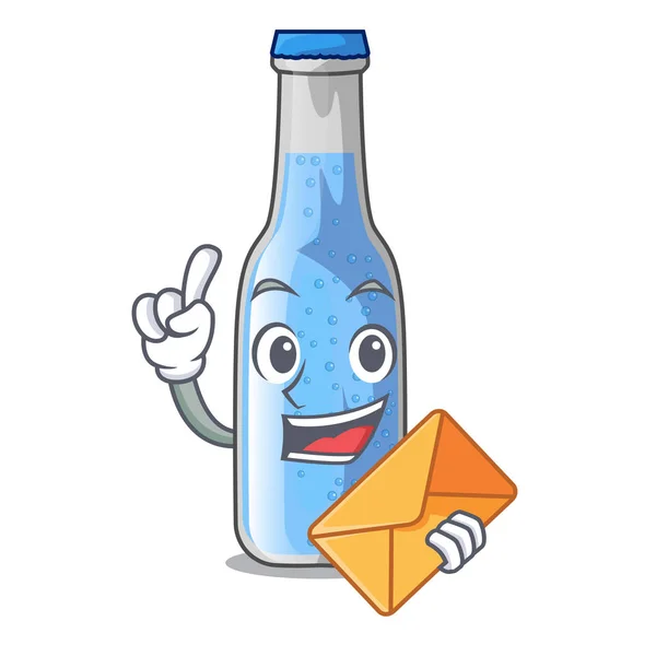 Envelope Soda Water Bottle Cartoon Table Vector Illustration — Stock Vector