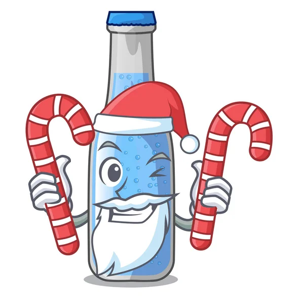 Weihnachtsmann Mit Zuckerflasche Sodawasser Isoliert Auf Maskottchen Vektor Illustration — Stockvektor