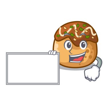 İle Yönetim Kurulu karikatür Takoyaki fırında yangın vektör çizim içinde pişirme