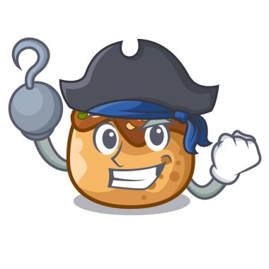 Korsan çizgi film Takoyaki fırında yangın vektör çizim içinde pişirme