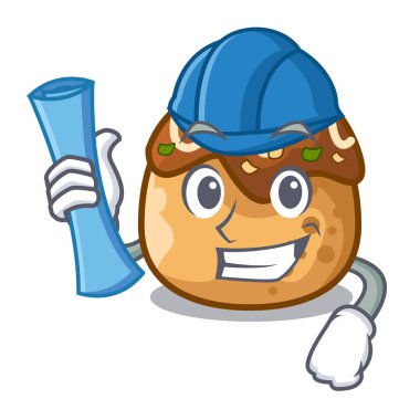 Mimar takoyaki karakter ahtapot topları gıda vektör çizim