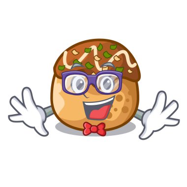 Geek takoyaki karakter ahtapot topları gıda vektör çizim