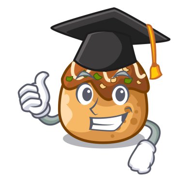 Mezuniyet takoyaki karakter ahtapot topları gıda vektör çizim