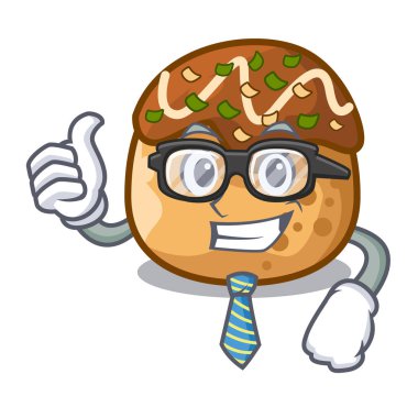 İşadamı takoyaki karakter ahtapot topları gıda vektör çizim
