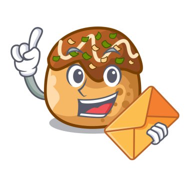 Zarf takoyaki karakterimde ahtapot topları gıda vektör çizim ile