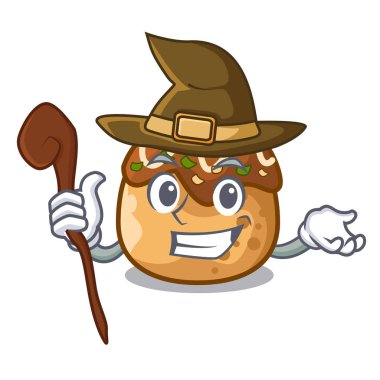 Cadı takoyaki topları diisolasi bir maskot vektör çizim üzerinde