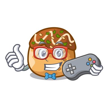 Oyun takoyaki topları diisolasi bir maskot vektör çizim üzerinde