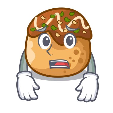 Korkarım takoyaki topları diisolasi bir maskot vektör çizim üzerinde