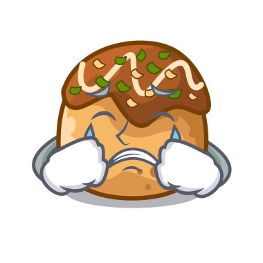 Takoyaki topları diisolasi bir maskot vektör çizim üzerinde ağlıyor