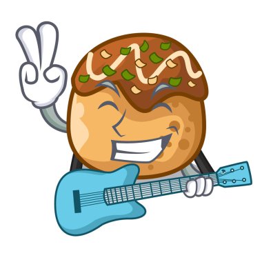 Gitar takoyaki topları diisolasi ile bir maskot vektör çizim üzerinde