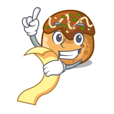 Menü takoyaki topları diisolasi ile bir maskot vektör çizim üzerinde