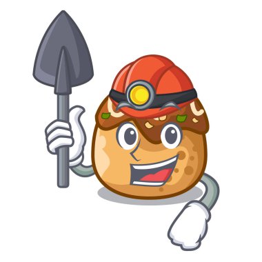 Madenci takoyaki topları diisolasi bir maskot vektör çizim üzerinde