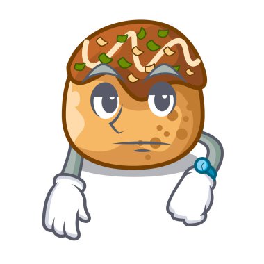 Top şeklinde Takoyaki bekleyen bir çizgi film illüstrasyon vektör