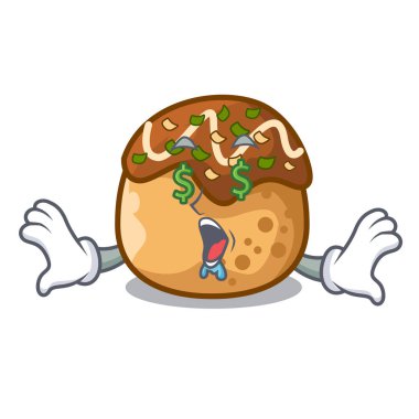 Para göz takoyaki hayalarına bir karikatür vektör çizim şekil