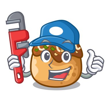 Tesisatçı takoyaki hayalarına bir karikatür vektör çizim şekil