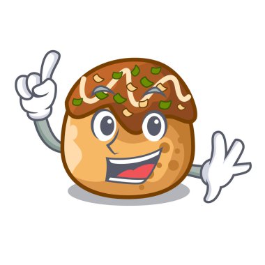 Parmak takoyaki hayalarına bir karikatür vektör çizim şekil