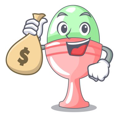 Para çantası haşlanmış yumurta Kupası maskotu vektör illüstrasyon izole