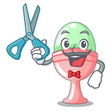 Haşlanmış yumurta Kupası maskotu vektör illüstrasyon izole berber