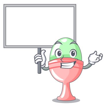 Haşlanmış yumurta Kupası maskotu vektör illüstrasyon izole kurulu getirmek