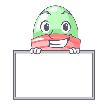 Haşlanmış yumurta Kupası maskotu vektör illüstrasyon izole kurulu ile sırıtarak