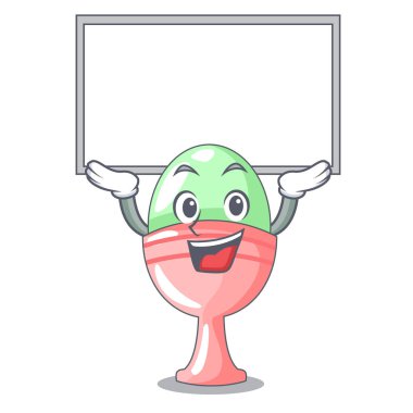 Tahtayı haşlanmış yumurta Kupası maskotu vektör illüstrasyon izole