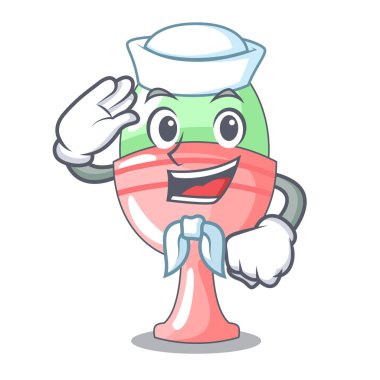 Denizci haşlanmış yumurta Kupası maskotu vektör illüstrasyon izole