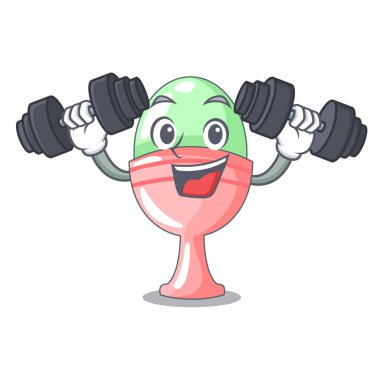 Fitness haşlanmış yumurta Kupası maskotu vektör illüstrasyon izole
