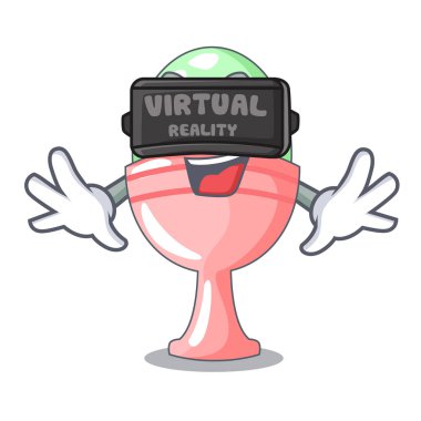 Sanal gerçeklik karikatür vektör çizim organik tavuk yumurta haşlanmış