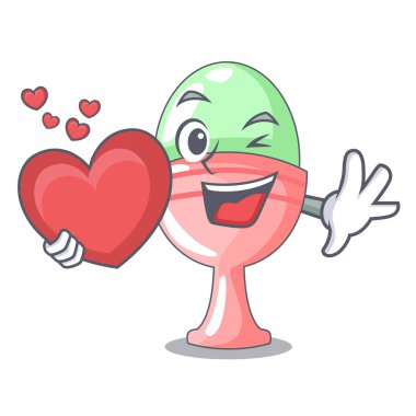 Çizgi film vektör çizim organik tavuk yumurta haşlanmış kalp ile