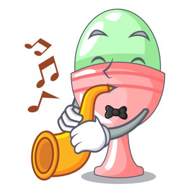 Çizgi film vektör çizim organik tavuk yumurta haşlanmış trompet ile