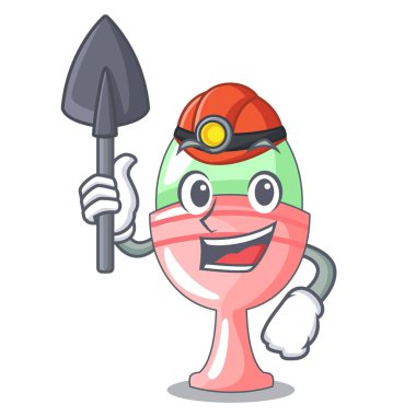 Çizgi film vektör çizim organik tavuk yumurta haşlanmış madenci