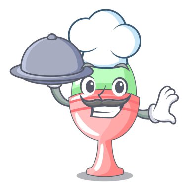 Şef gıda ile karikatür vektör çizim organik tavuk yumurta haşlanmış