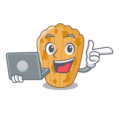 Form madeleine karikatür vektör çizim ile dizüstü bilgisayar tanımlama bilgilerini