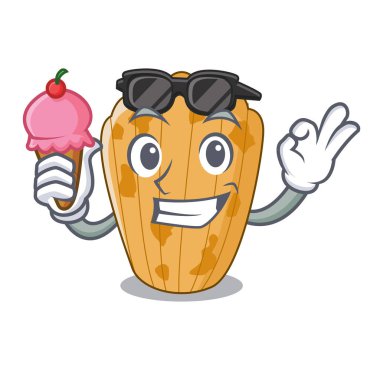 Maskot vektör illüstrasyon izole dondurma pasta madeleine Fransız ile