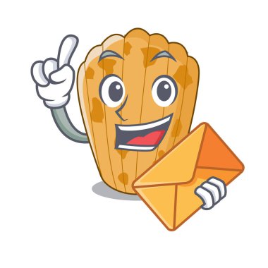 Maskot vektör illüstrasyon izole zarf kek madeleine Fransız ile